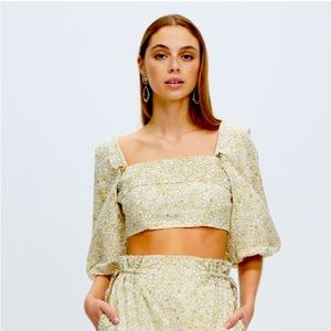 MON RENN Rosette Crop in Meadow Print NWT Size M